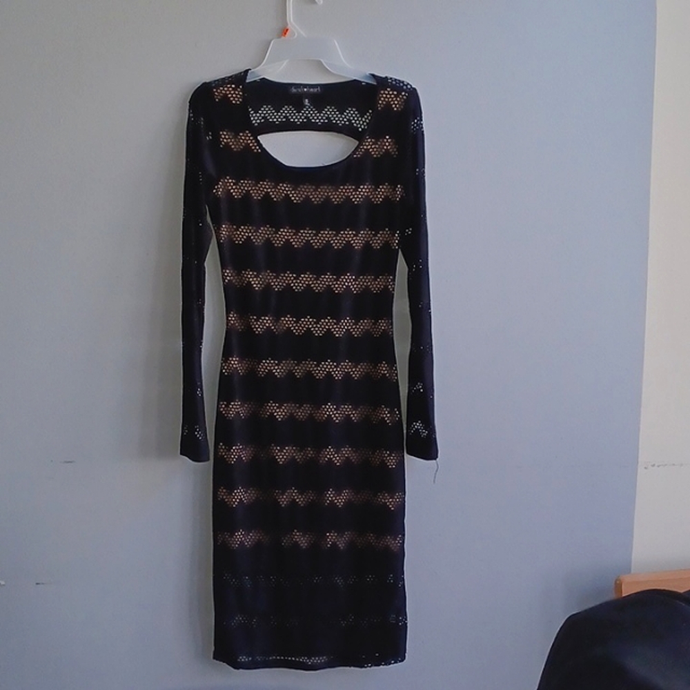 Black Bodycon Dress with Back Cut Out.